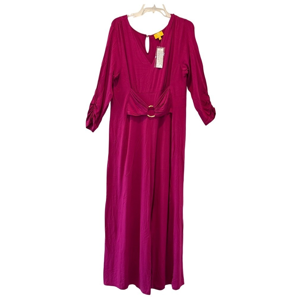 Liz Lange Magenta Pink Maternity Jumpsuit Pregnancy‎ Office Church Comfort PXL